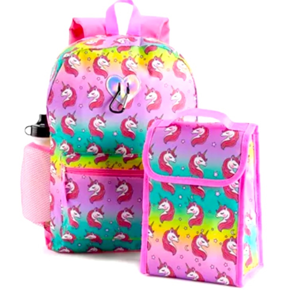 Girls Print Backpack with lunchbox